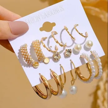 9 Pairs Fashion Pearl Women’s Drop Earrings